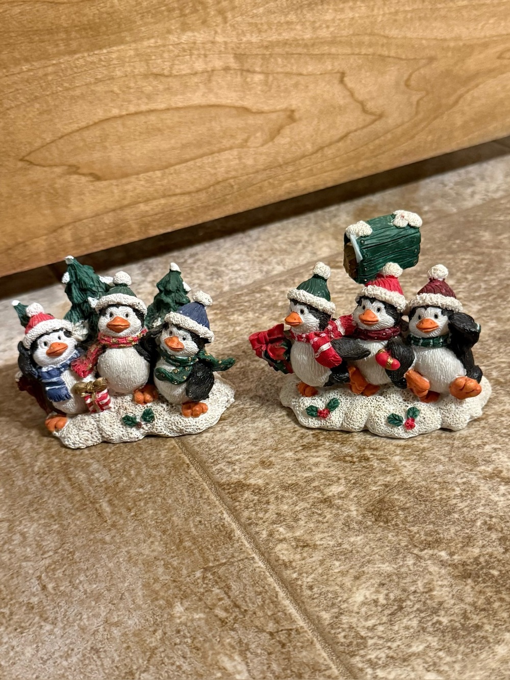 Vintage Christmas Penguin Figurines Lot of 2